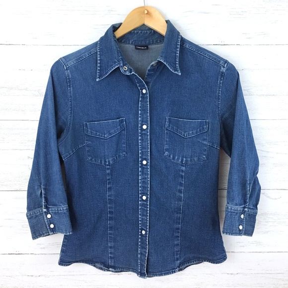 denim snap front shirt